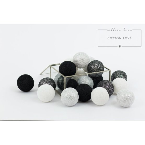 Bavlnené svietiace LED guličky Cotton Balls - strieborné